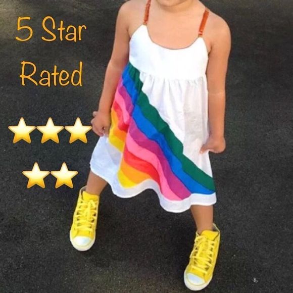 Rainbow Stripe Hi-Low Spring Summer Sundress 12m-5Yr - Picture 1 of 8